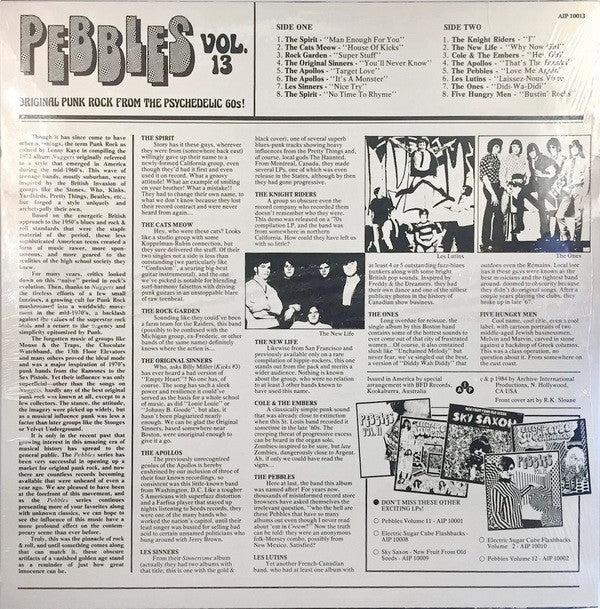 V.A. (60's ガレージパンク名作シリーズコンピ) - Pebbles Vol.13 (US Ltd.Reissue LP/New)