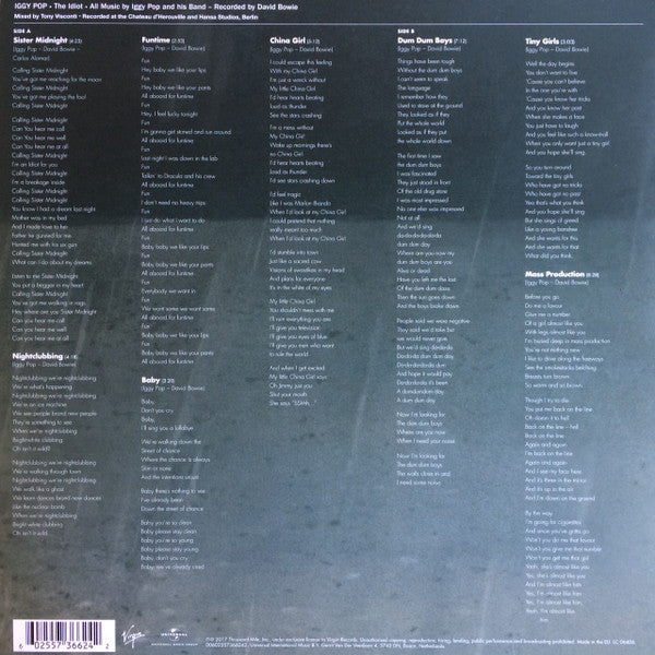 IGGY POP (イギー・ポップ) - The Idiot (EU 「正規」限定再発180グラム LP/ New) Prod.by デビッド・ボウイ !