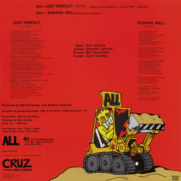ALL (オール) - Just Perfect / Wishing Well (US 限定再発 12"/ New)