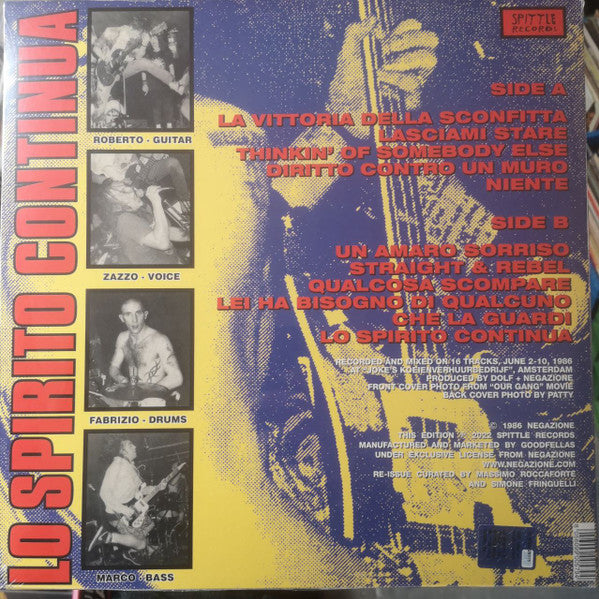 NEGAZIONE (ネガツィオーネ ) - ...Lo Spirito Continua... (Italy 「正規」限定再発 LP/「TVOR」社仕様バージョン/ New) 80sイタリアン・ハードコア・レジェンド !