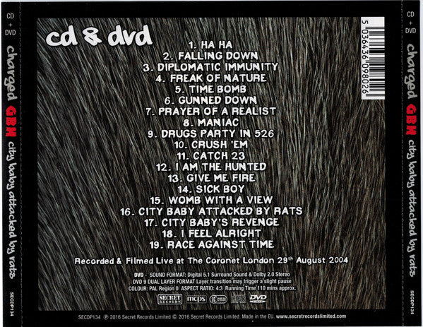 Charged G.B.H (チャージド G.B.H) - City Baby Attacked By Rats (UK 限定CD+DVD 注: PAL/ New)