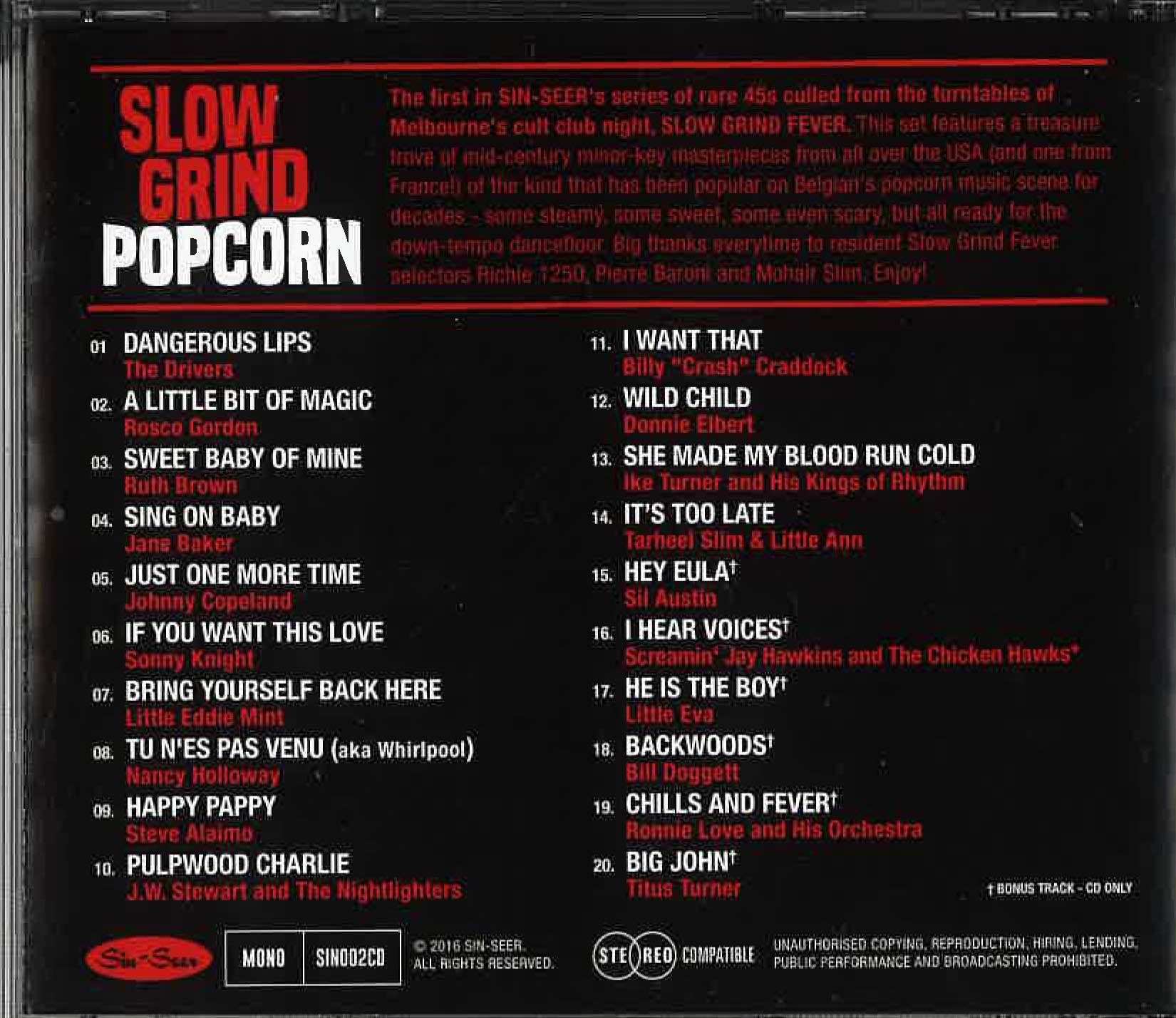 V.A.(50’s & 60’s ポップコーン・レア・シングル・コンピ)  - Slow Grind Popcorn (OZ 限定プレス.CD/New) LPより6曲多い全20曲