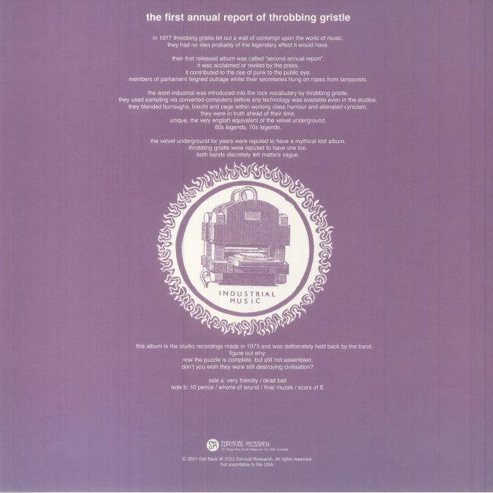 THROBBING GRISTLE (スロッビング・グリスル)  - 1st Annual Report (OZ 限定復刻再発 LP/NEW)