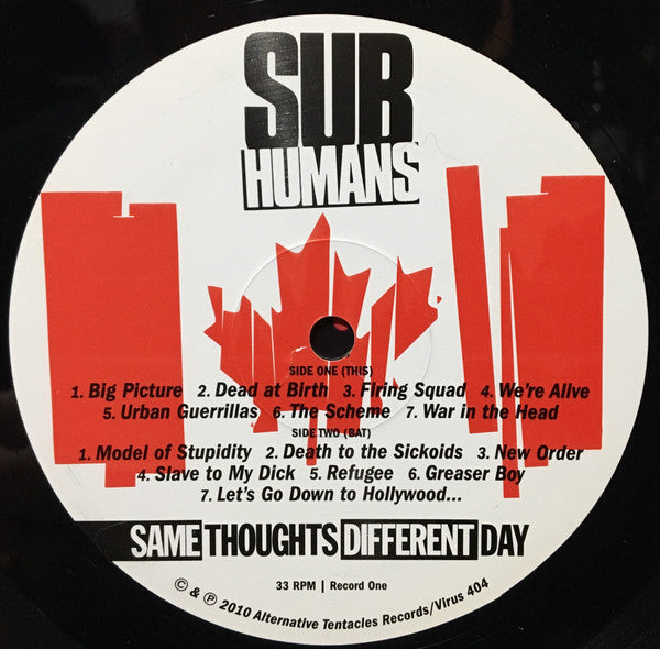 SUBHUMANS (サブヒューマンズ)  - Same Thoughts Different Day (US 限定プレス  2xLP「廃盤 New」) '80年ファーストの再録 Ver !